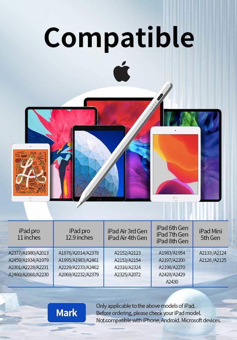 Battery Powered Tablet Stylus Pencil 2048 Levels Pressure Sensitivity
