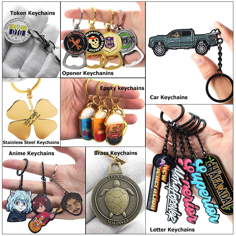 Zinc Alloy Key Ring Enamel Keychain Custom Metal Keychains Letter Logo Engraved Keyring