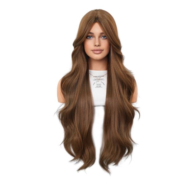 Fashion Long Body Wave Hair Light Brown Synthetic Wigs For Women