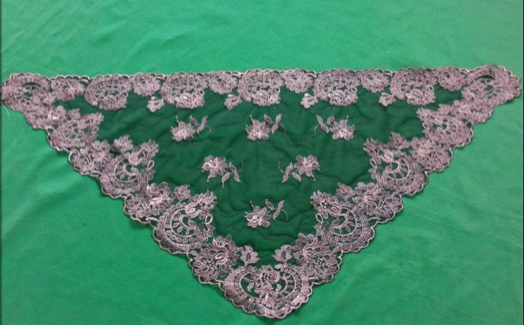 Khaki Ivory Authentic Spanish Floral Mantillas Mesh Based Embroidery veils