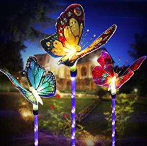 China 3 Pack 3.7 Inch Butterfly LED Solar Garden Stake Lights wholesale