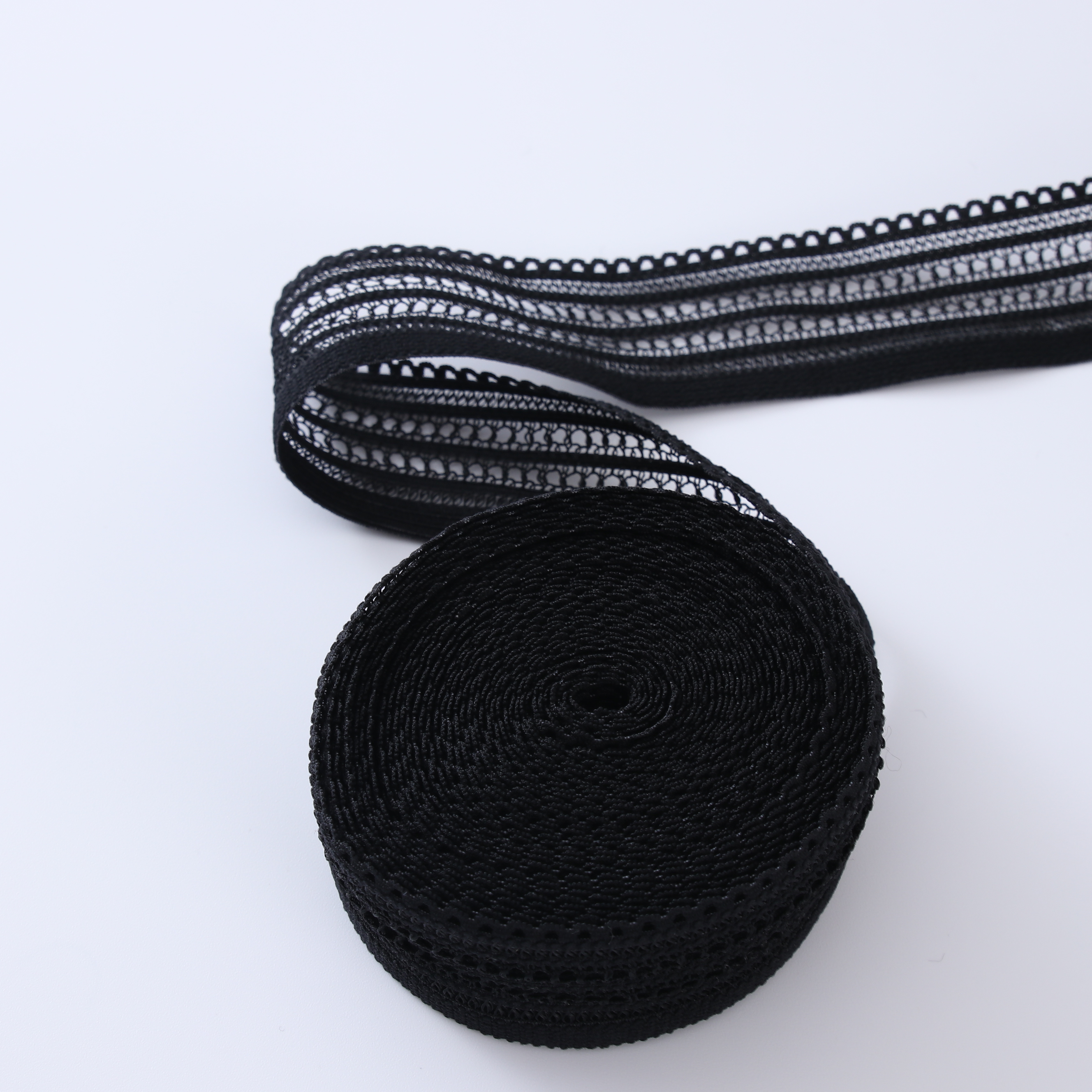 Custom Nylon Jacquard Cotton Lace Embroidered Elastic Band Woven Tape Webbing