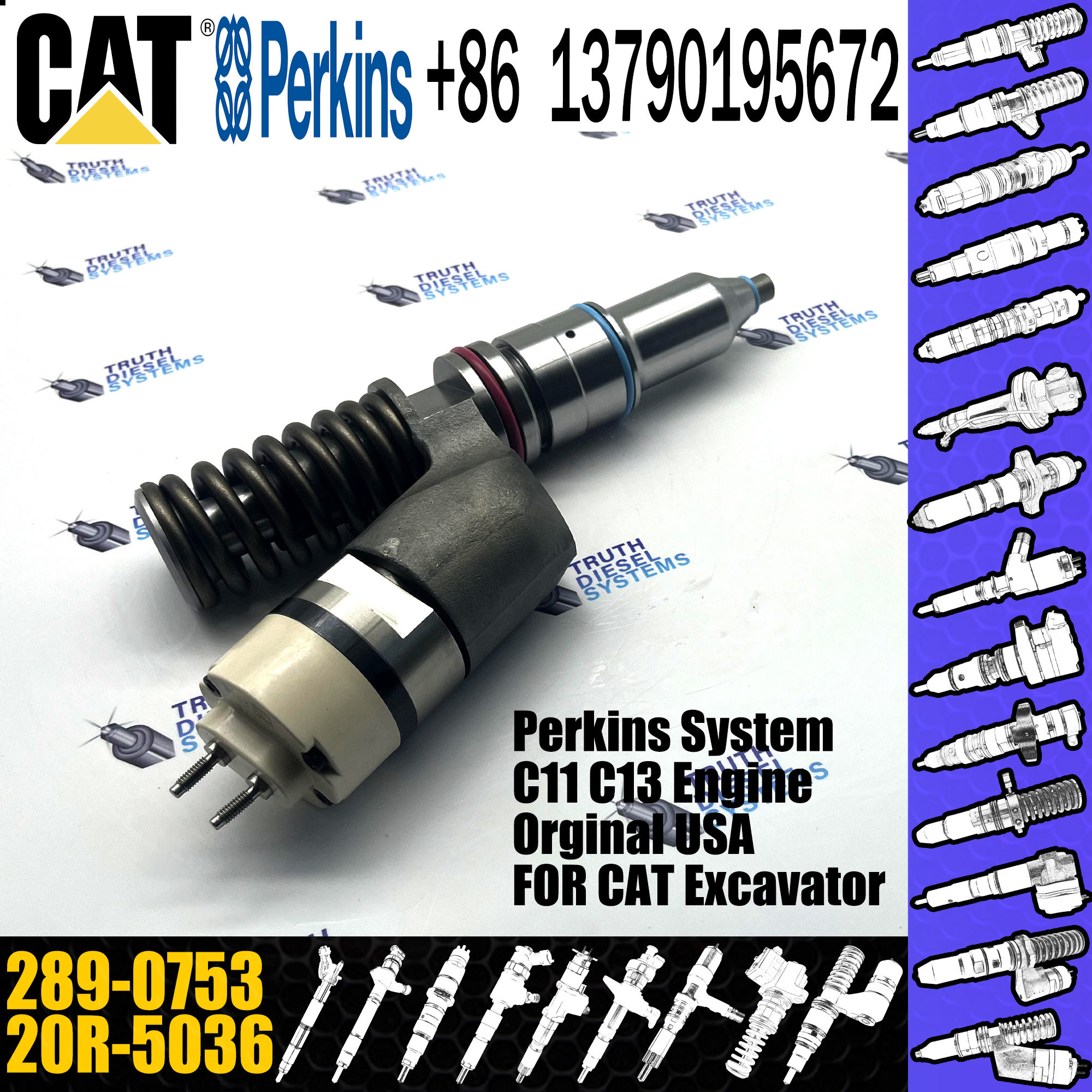 High Quality Diesel Engine Injector 289-0753 20R-5036 For Caterpillar C15/C18 Common Rail
