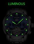 KINYUED stainless steel tourbillion watch mechanical luminous watch men