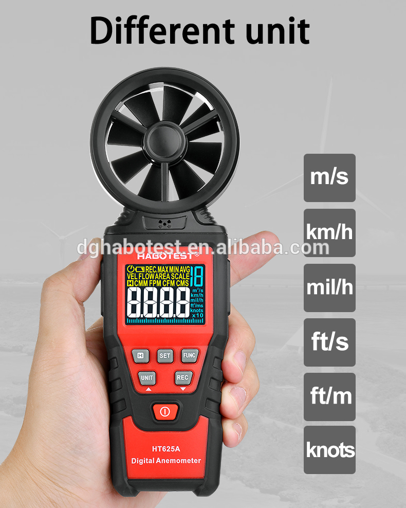 3x1.5V AAA Batteries Portable Anemometer Digital