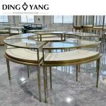 Beautiful Round Glass Jewelry Display Showcase With Low Power Consumption Lights