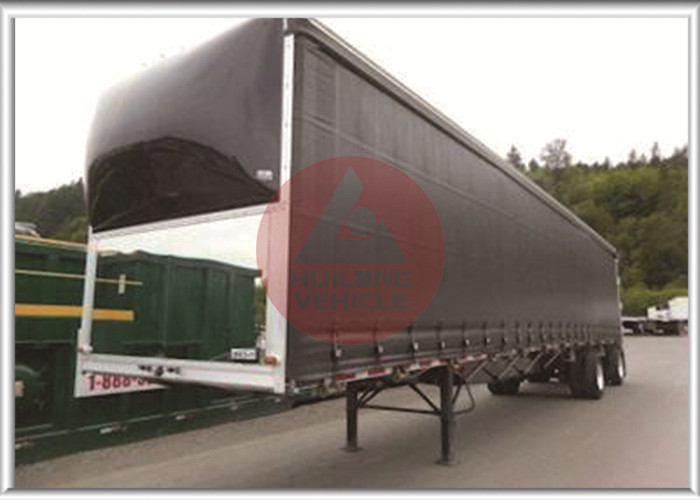 Aerodynamics Curtain Side Step Deck Trailer , Curtain Side Lorry With Light Curb Plate