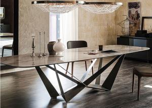 China Marble hotel Dining Table With Stainless Steel Legs wholesale