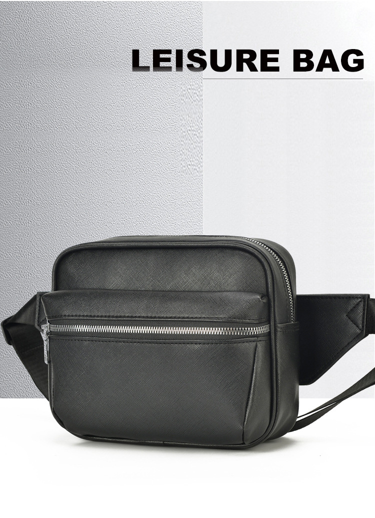 Custom Logo Waterproof Men's Chest Bag with Multiple Functions in PU Saffiano Leather