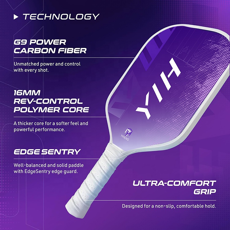 YIH Sport Graphite XL Pickleball Paddle Professional Carbon Fiber 16mm Thickness
