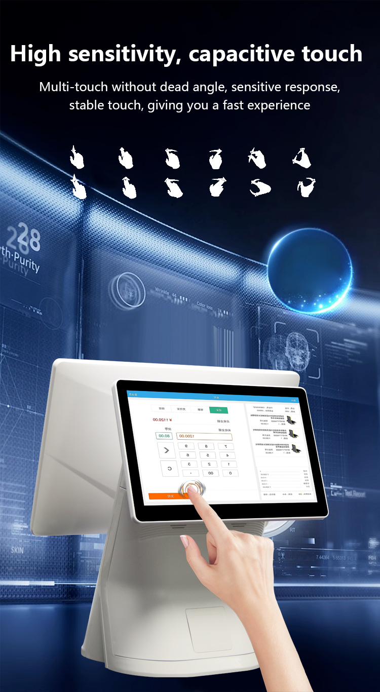 DDR3 2G Memory 15.6 Inch Desk Touch Screen Self Ordering Payment Kiosk for Cashless Payment and Restaurant