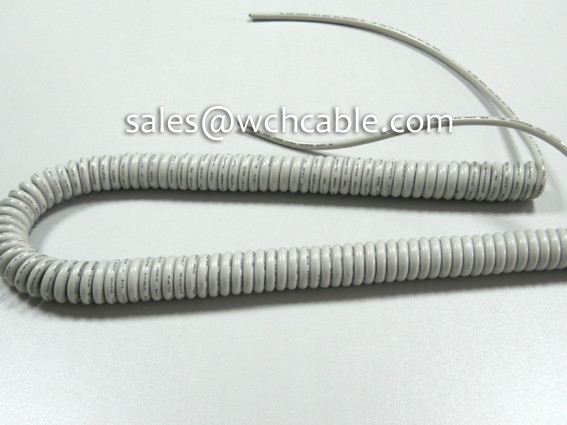 UL20279 (26AWG) 5 Conductors Waterproof TPU Spiral Cable Grey Jacket Low Voltage 30V