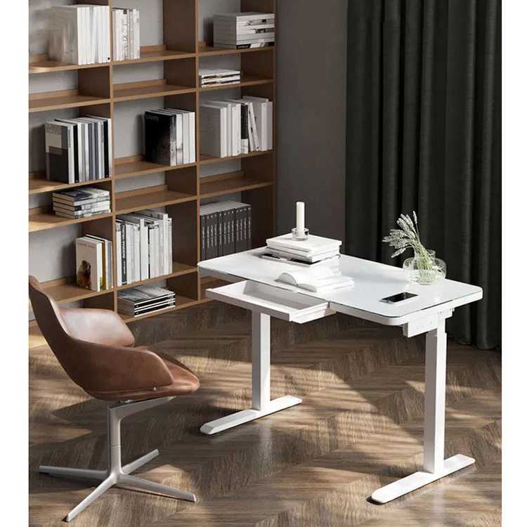 Modern Electric Height Adjustable Desk for Home Office 710 mm Small Glass Computer Stand
