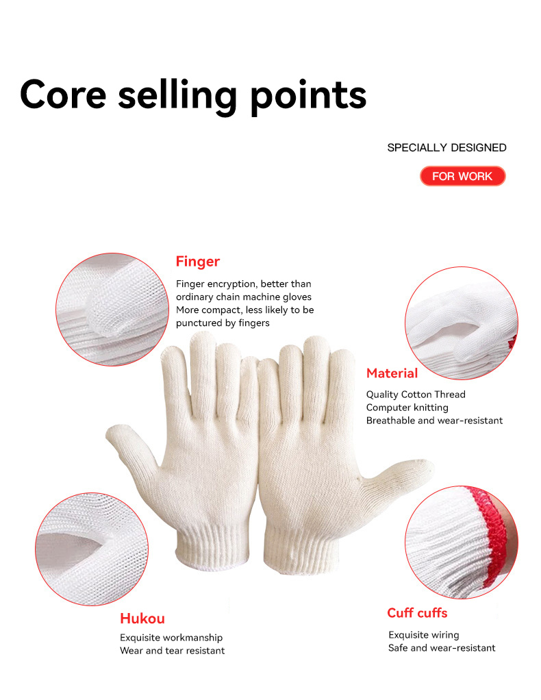 Customized Cotton/Polyester Work Gloves for Industrial Protection Length 19-24cm