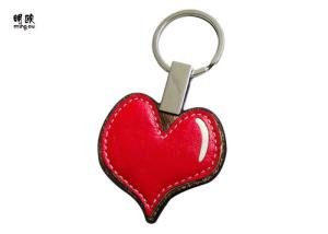 China Red Personalised Leather Keyring Heart Shaped Promotional Leather Keyrings wholesale