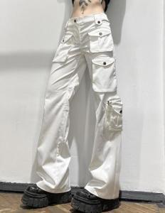 China Small Quantity Garment Manufacturer Women'S Multi Pocket Cargo Jeans Loose Low Rise Lounge Pants wholesale