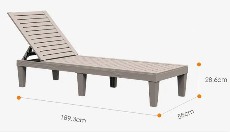 Outdoor Furniture Sun Bed for Swimming Pool Plastic Stackable Chaise Lounge Chair