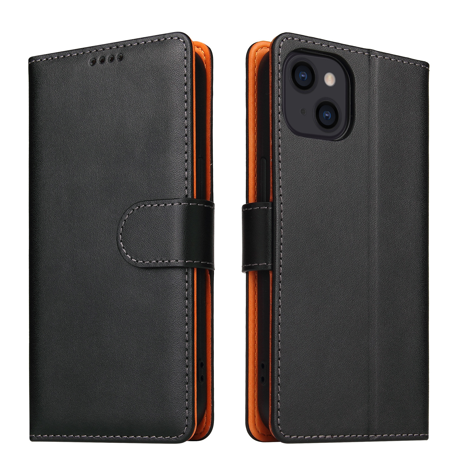 Minibook Cell Phone Case Shockproof Genuine Leather Wallet Flip Cover for iPhone 13 14