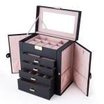 Travel Friendly Leather Jewelry Set Packaging Box Custom Logo For Rings And