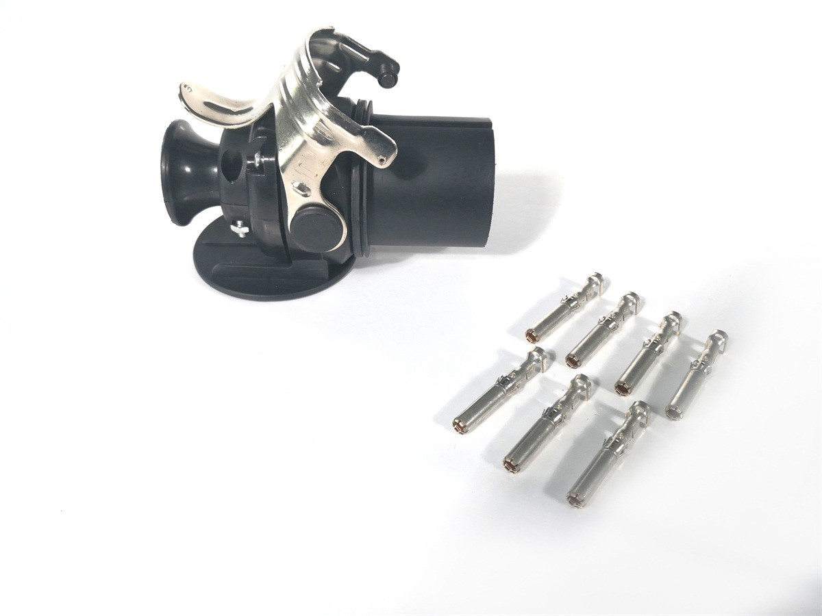 Black EBS European Trailer Plug Crimp Type Connect With 7 Pole Socket