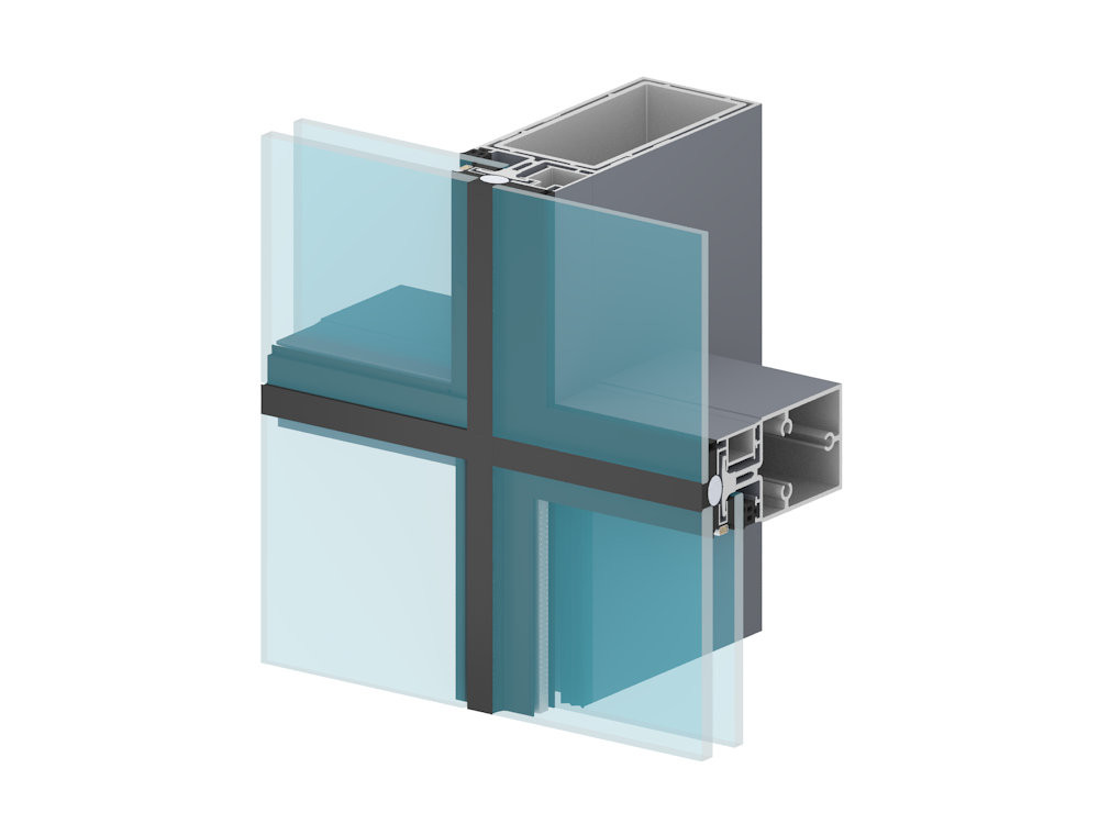 Powder Coated Aluminium Extrusion Profiles Aluminium Glass Curtain Wall