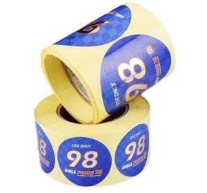 China Printing manufacturer supplying custom logo silver PET PE vinyl round label rolls wholesale