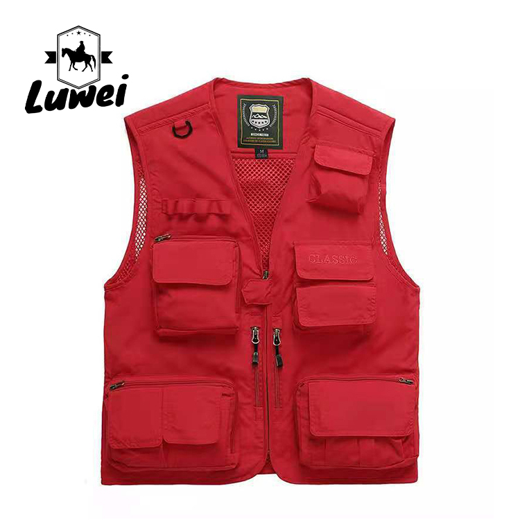 High Quality Breathable Mesh Outdoor Multi-pocket Utility Men's Vests Men's Zipper Fishing Vest Waistcoat For Men