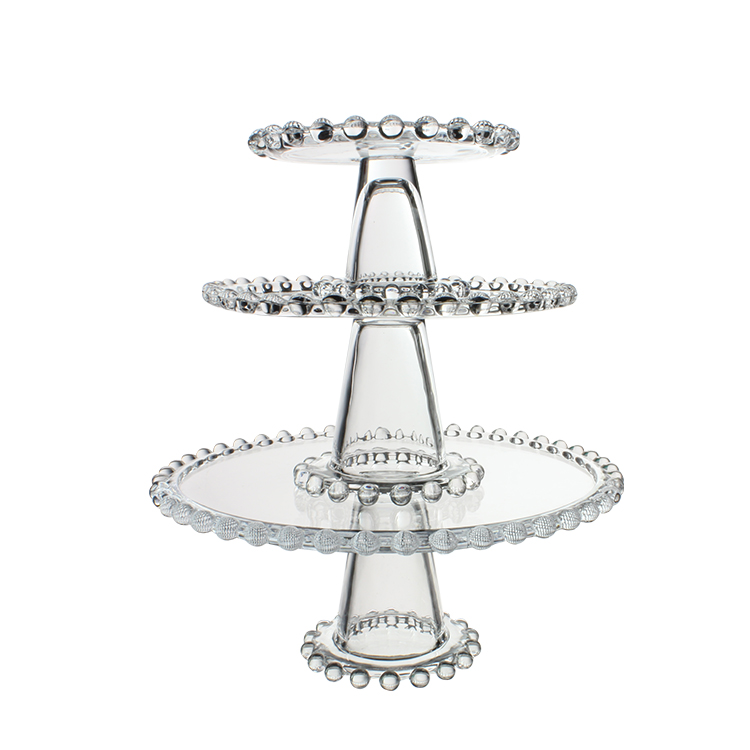 1-3 cake stand set eco-friendly lead-free crystal transparent dome glass cake stand