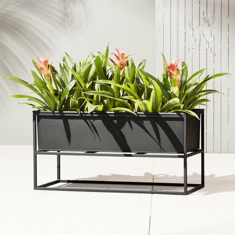 Three sizes rectangular black planter boxes metal flower planter