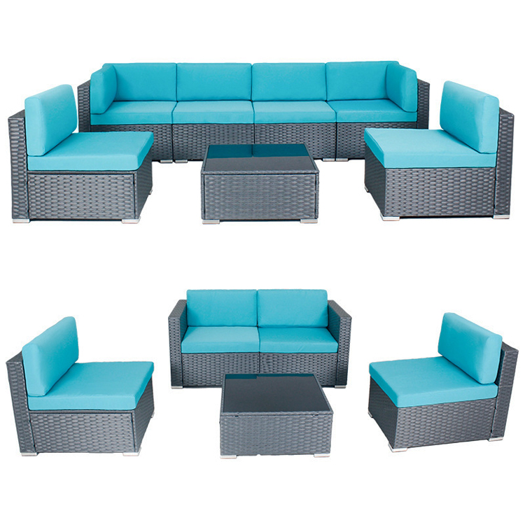 Outdoor Indoor Patio Garden Balcony Pool Furniture Woven Rattan Sectional Modular Set