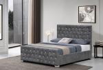 Crystal Tufted Velvet Upholstered Bed Frame Luxurious Buttons High Headboard