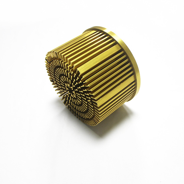 Anodizing Golden Cold Forging Heat Sink Round For LED Grow Light