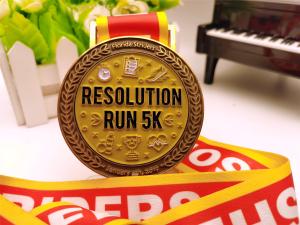 China Goldplating Zinc Alloy Medal , 5k Running Medals 2.5mm Thickness wholesale