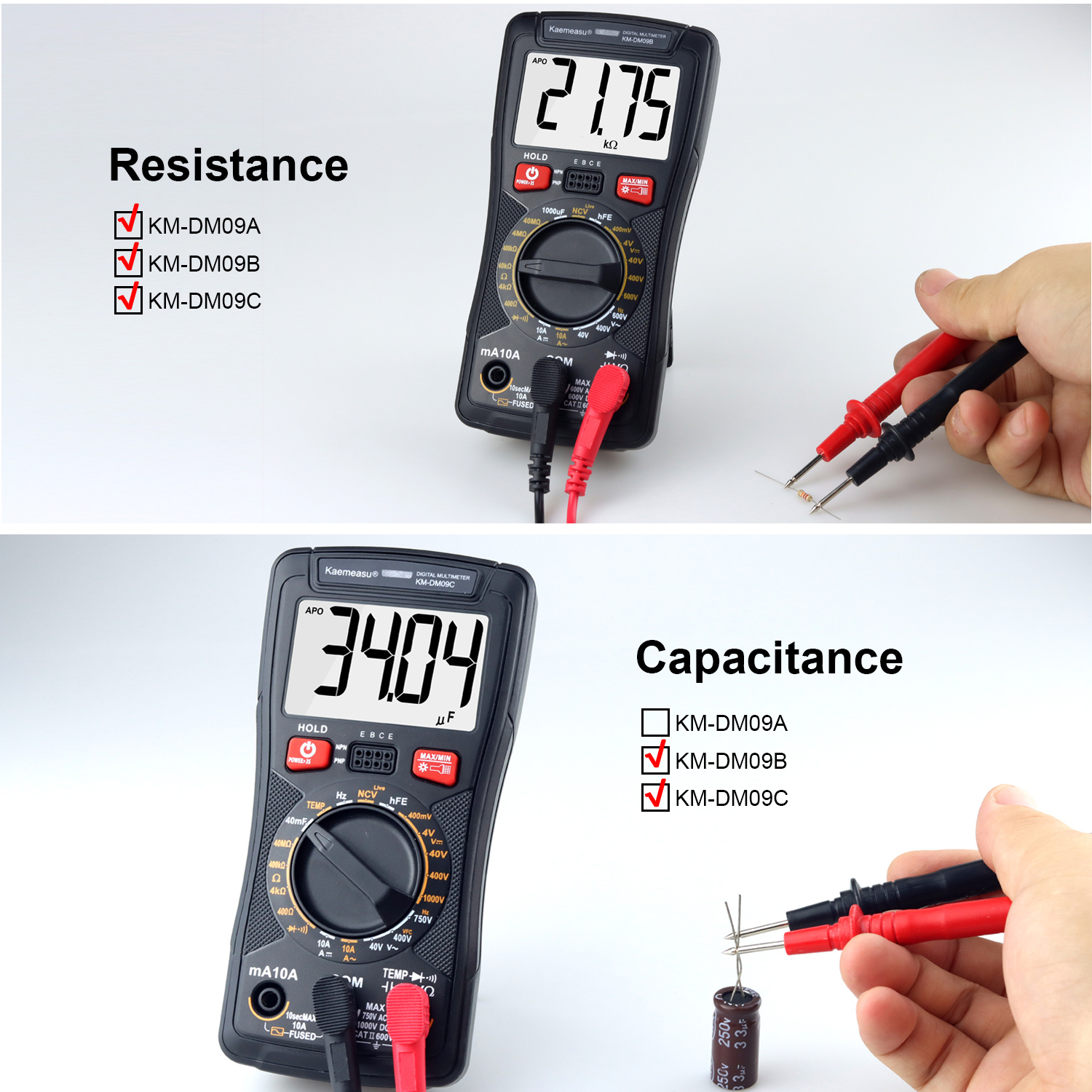 Multifunctional Digital Mini Multimeter for Measuring Resistance and Continuity 200mV-1000V 40-40mF