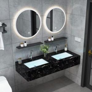 China Modern Wall Hung Cabinet , Marble Double Sink Bathroom Vanity wholesale