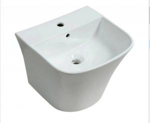 China Lavatory Ceramic Sanitary Ware , Wall Hung Mounted Wash Hand Basin For Hotel on sale