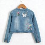 Washed Long Sleeve Kids Denim Clothes Girls Denim Jacket Slim Type Breathable