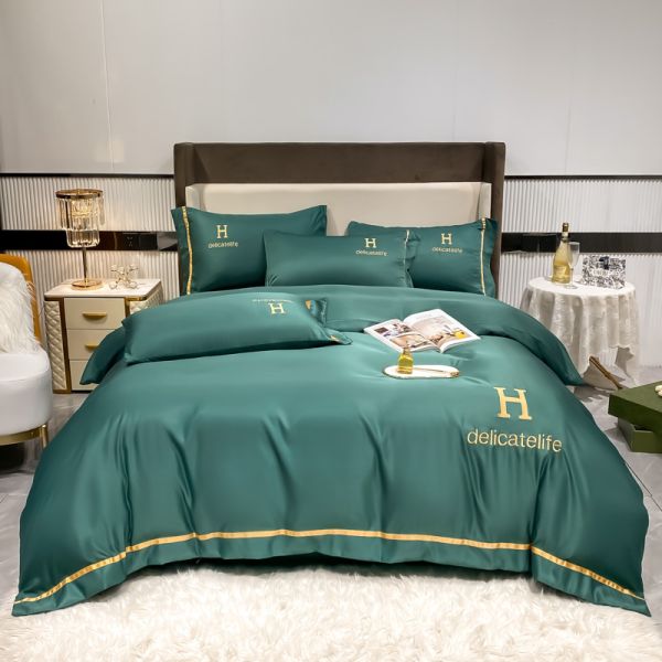 Customized Washed Silk Embroidery Sheet Sets for Luxury Satin Silk Bedding ADS04