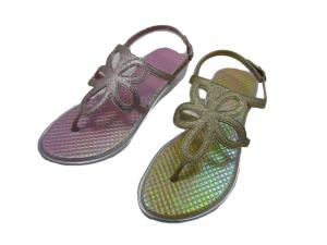 China Laser Flower-shaped Summer Women Beach Flat PVC Thong Sandals TIANO wholesale