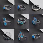 Blue Green Quartz Gemstone Opal Ring Silver Band 925 Sterling Silver Ring
