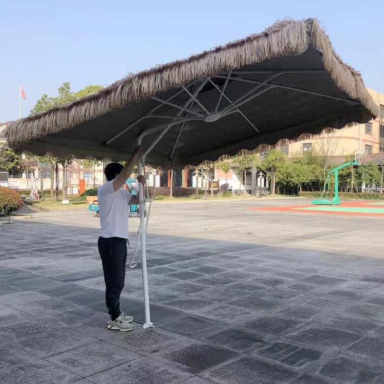 Outdoor Garden Beach Patio Heavy Duty Straw Roman Parasol with Aluminium Sun Umbrella