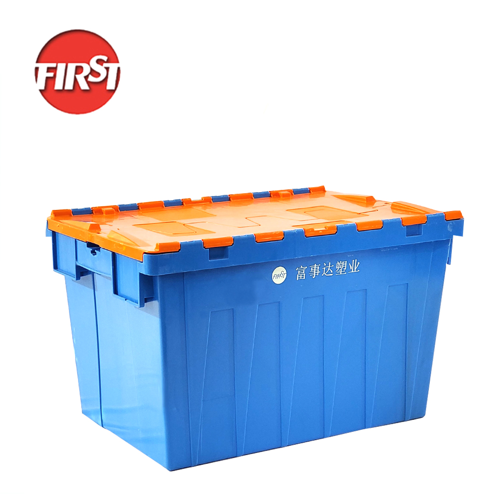 67 liter Warehouse Stackable Collapsible Crates Heavy Duty Storage Containers Attached Lid