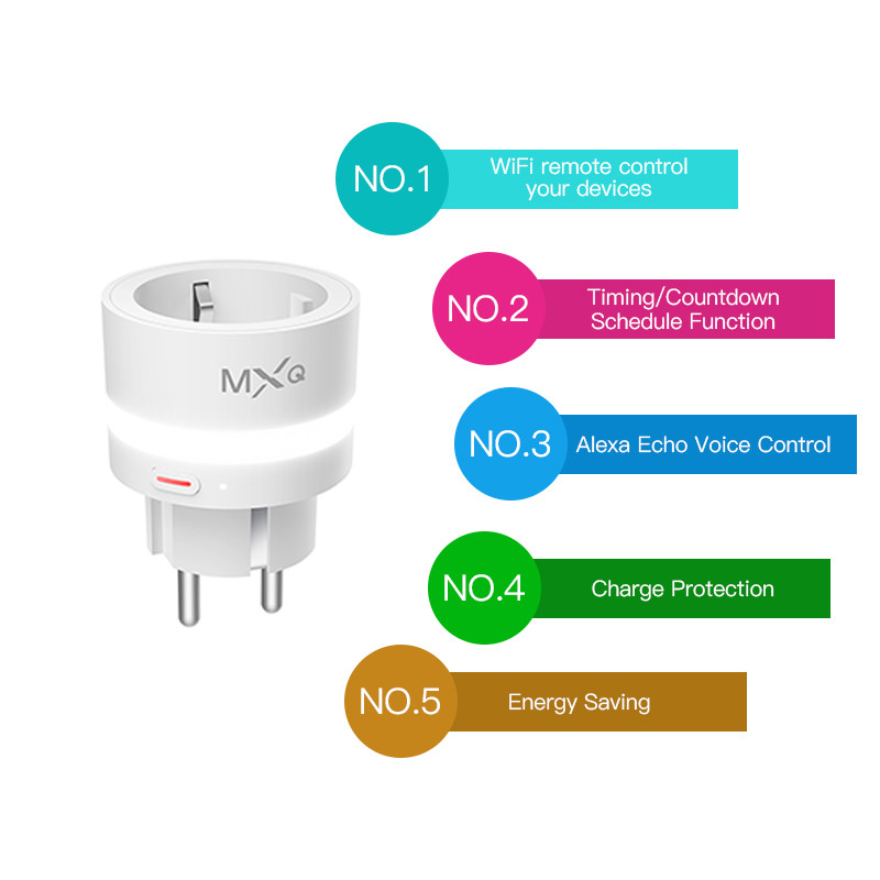 Mini Outlet Wireless Socket WIFI Smart Plug Cold / Warm White LED Color AC 100~240V
