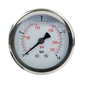 China 2.5'' Oil Liquid Filled Pressure Gauges 230 Psi 1/4'' NPT Brass Internal wholesale