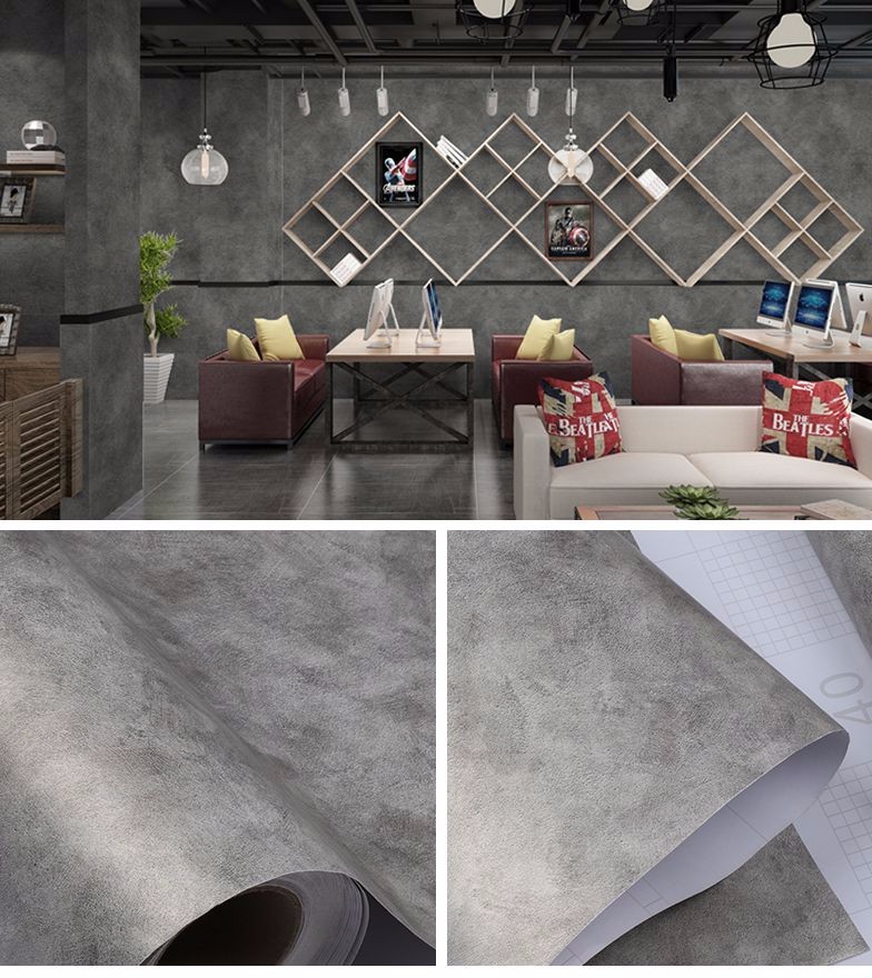 Waterproof Adhesive Cement Effect Wallpaper Removable White Concrete Effect Wallpaper