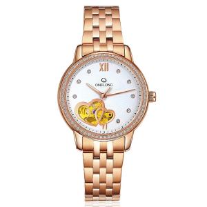 China Luxury women automatic mechanical stainless steel chain wrist watches wholesale
