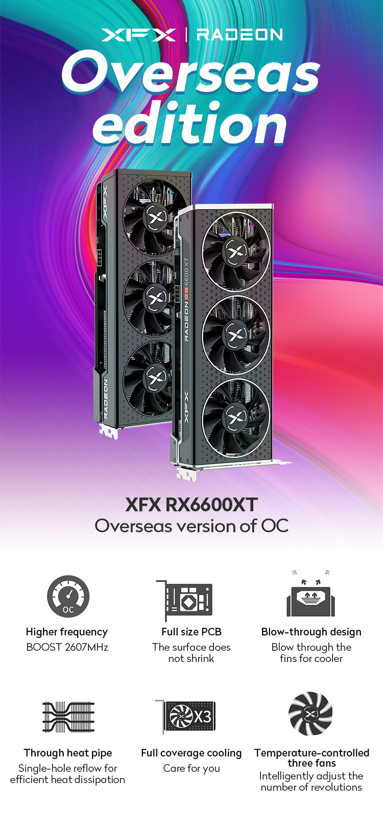 XFX RADEON RX 6600 XT Graphics Card Overseas Edition 8GB Desktop Gaming Graphics Card