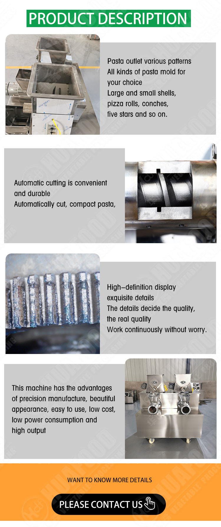 Macaroni Shell Pasta Making Machine 100r/Min CE ISO Certificated