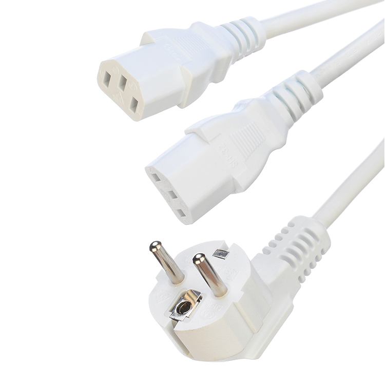 Certified SNI 2 Pin With Earth Contact Schuko Plug to 2XC13 Female Y Type Splitter Power Cord SNI Extension Cord 250V/16A