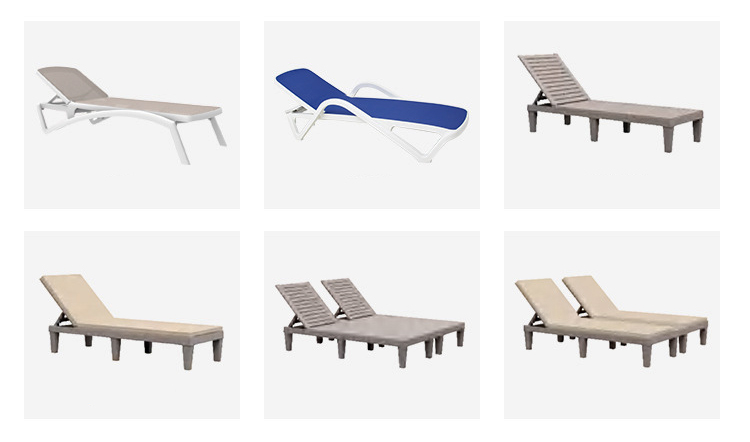 Modern Outdoor Beach Patio Hotel Sun Lounger Chair with Cushion and Stackable Design